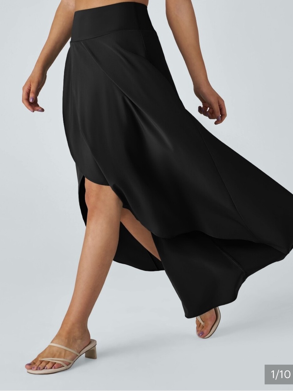 Halara Breezeful High Waisted Asymmetric Ruffle Flowy Skirt Black Womens Medium